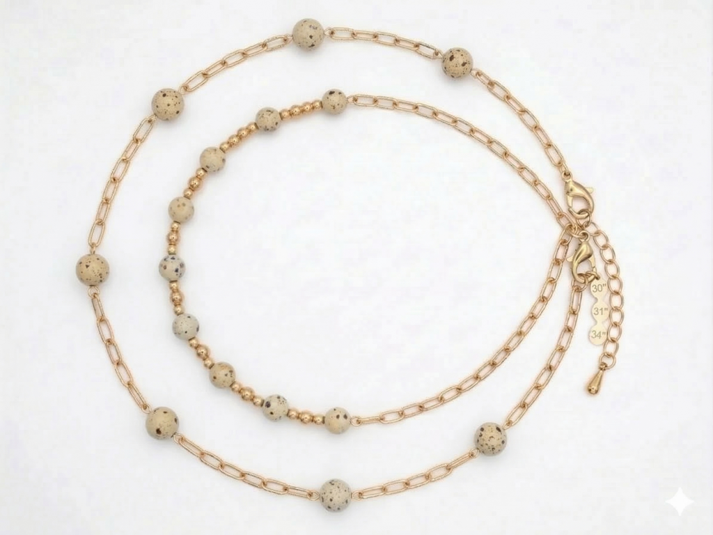Pomina 2pcs Gold Chain with Multicolored Beads