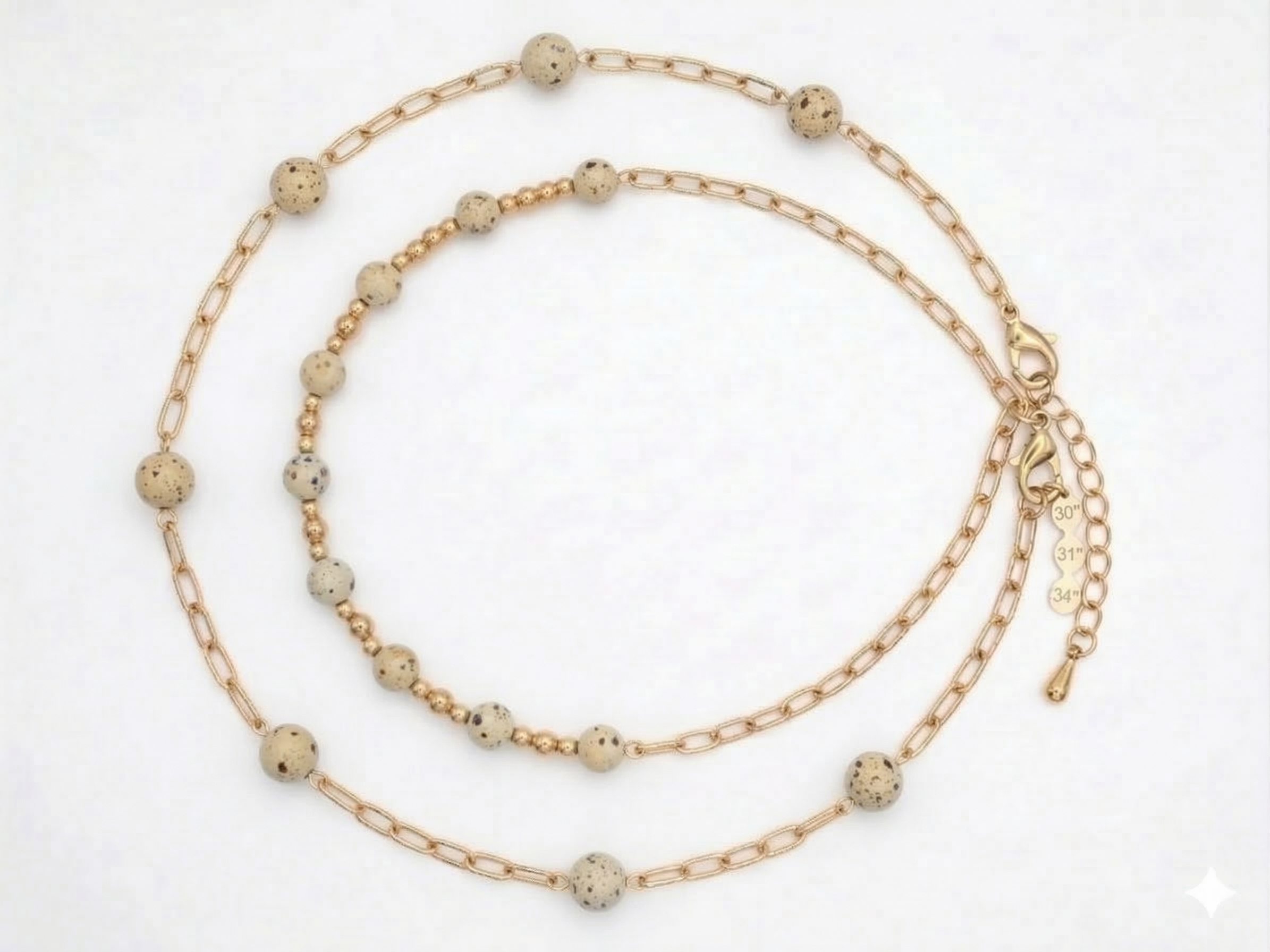 Pomina 2pcs Gold Chain with Multicolored Beads