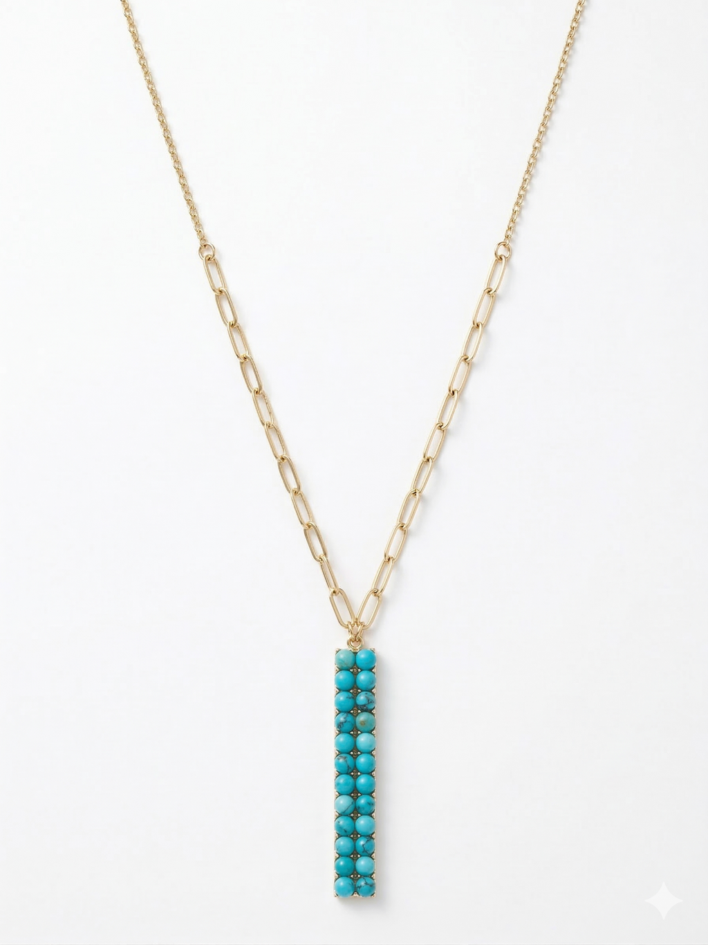 Pomina Long Chain with Rectangular Beaded Pendant