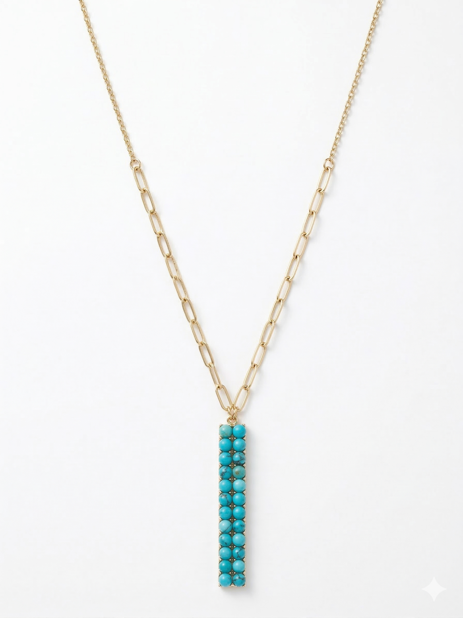 Pomina Long Chain with Rectangular Beaded Pendant