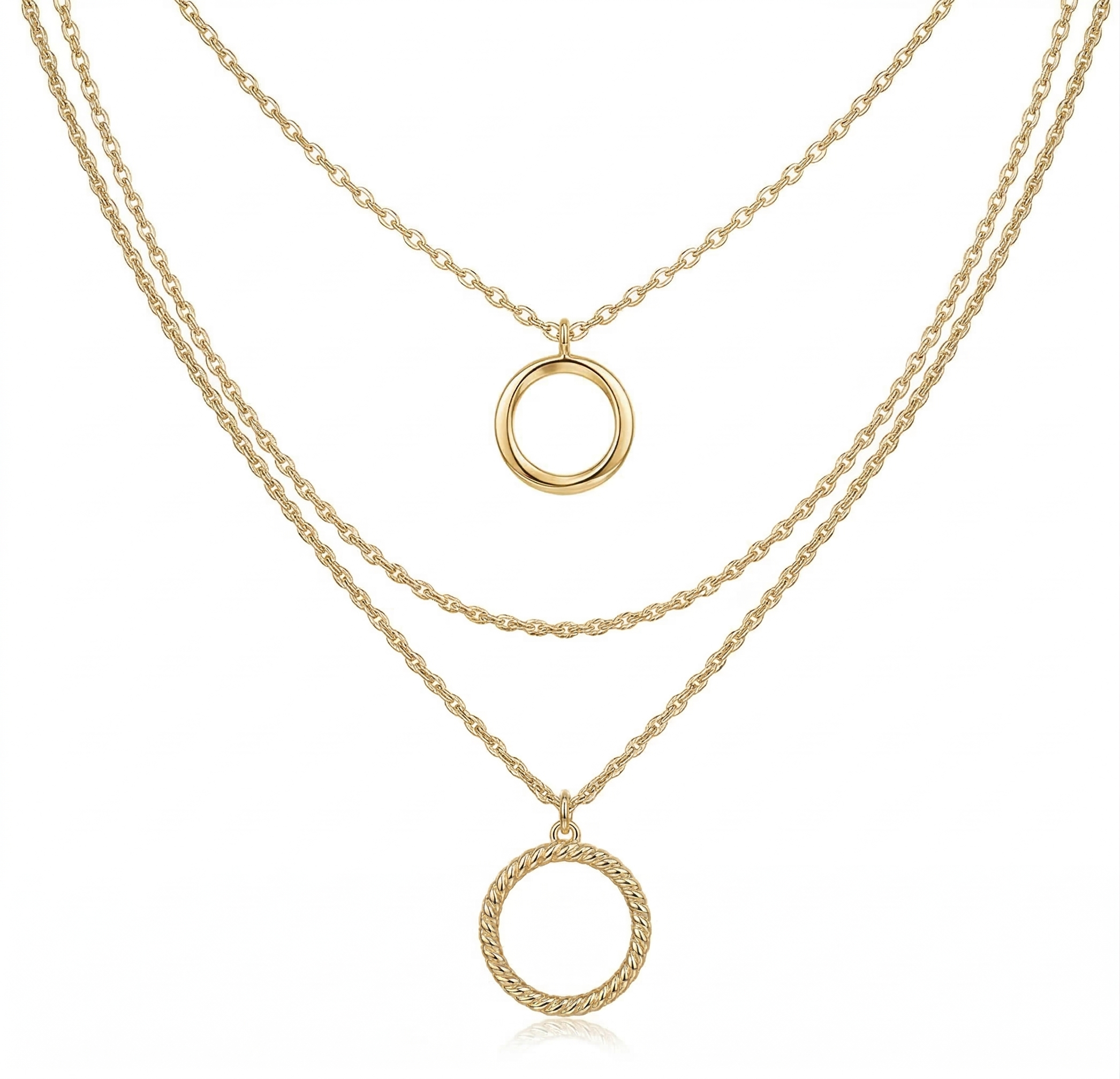 3 Pcs Pomina Long Chain with Round Pendants