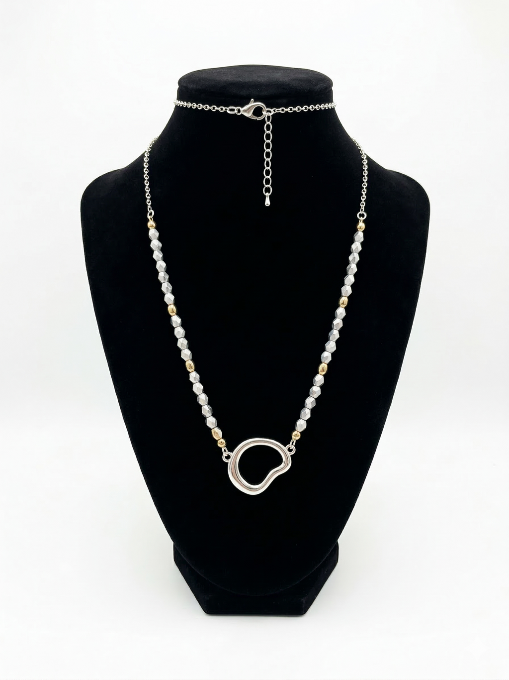 Pomina Beaded Necklace with asymmetrical shaped Pendant