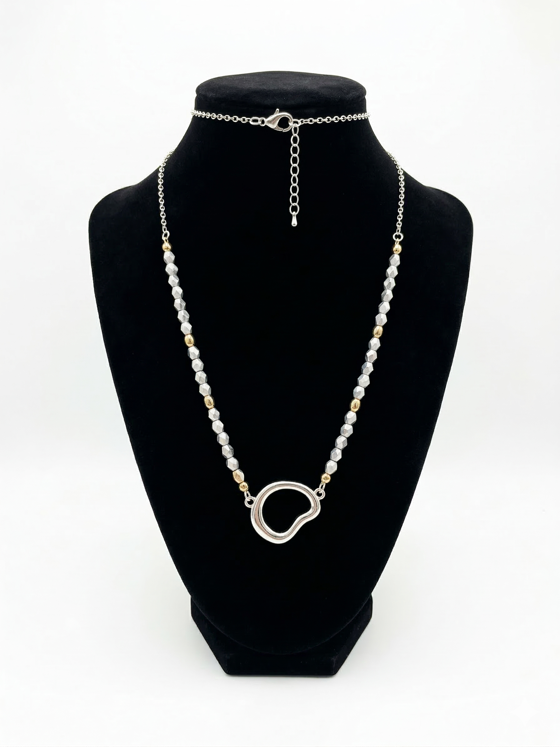 Pomina Beaded Necklace with asymmetrical shaped Pendant