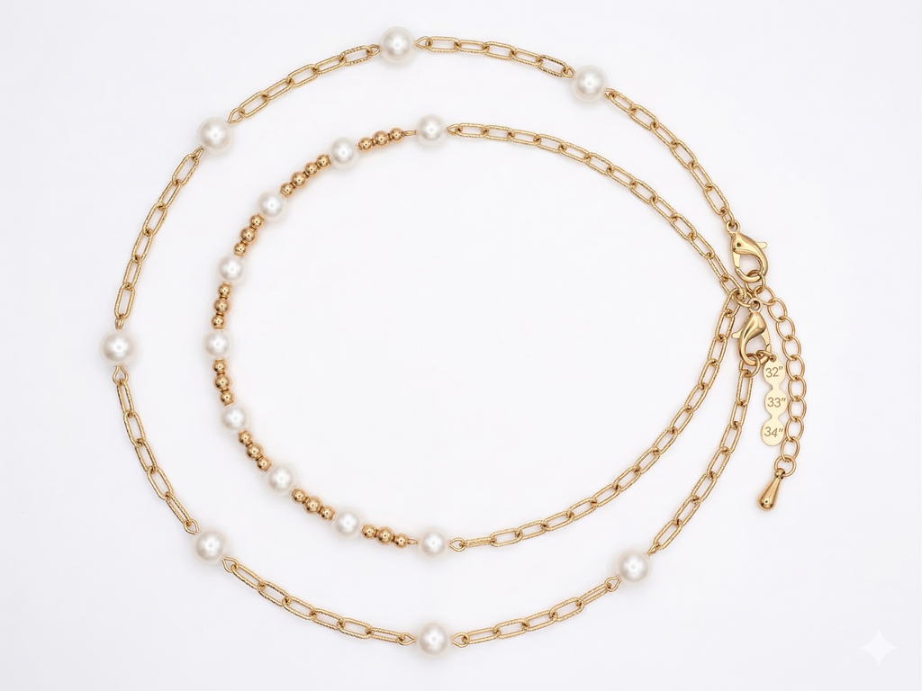 Pomina 2pcs Gold Chain with Multicolored Beads