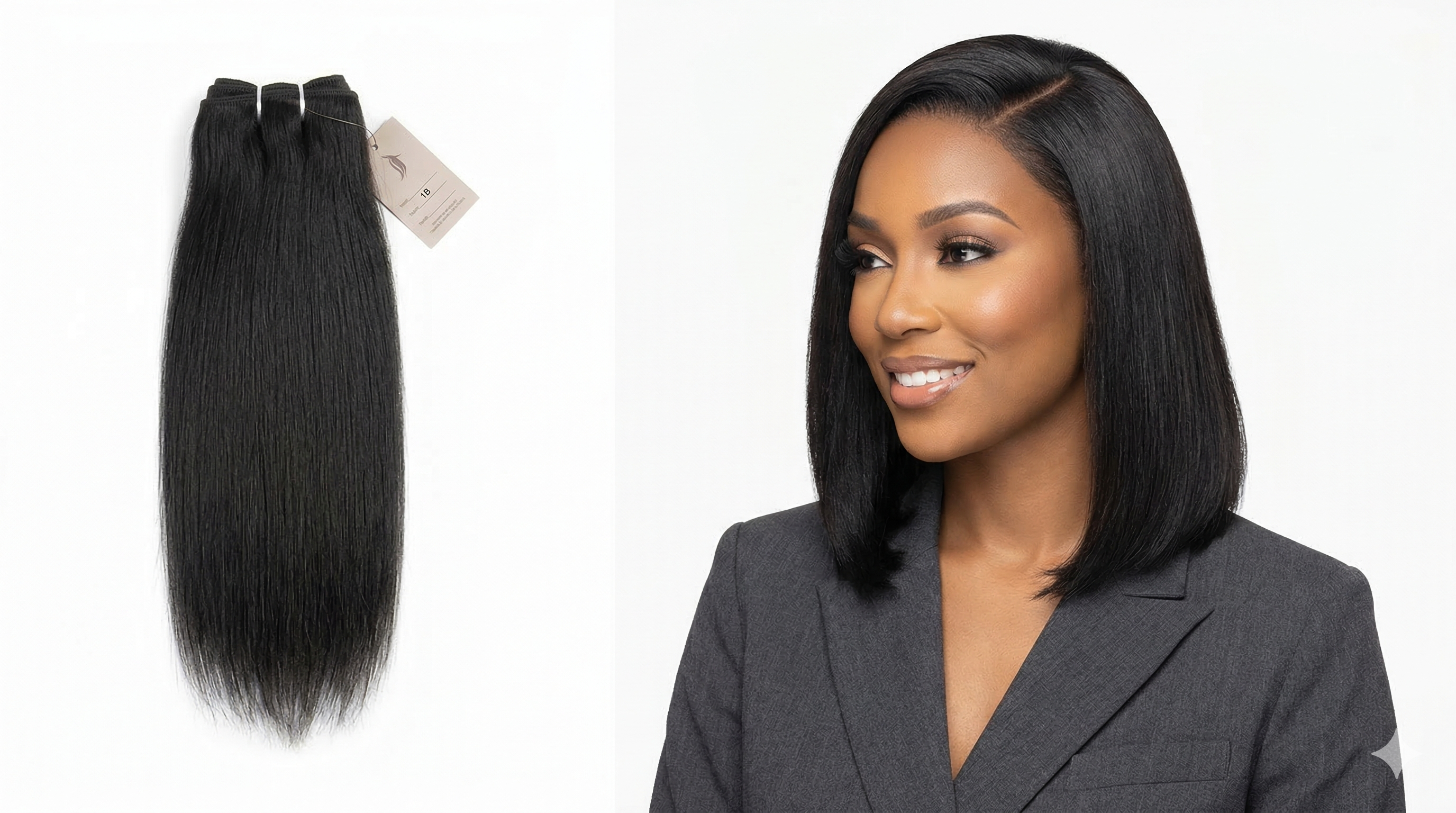 100% Human Hair Bundle, Straight, Double Weft, Sew in, Quick Weave