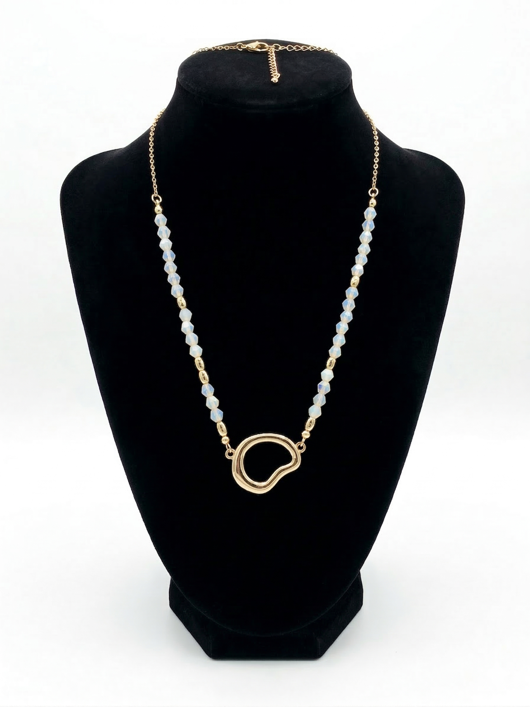 Pomina Beaded Necklace with asymmetrical shaped Pendant