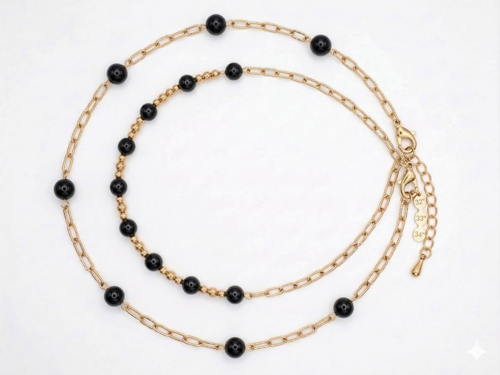 Pomina 2pcs Gold Chain with Multicolored Beads