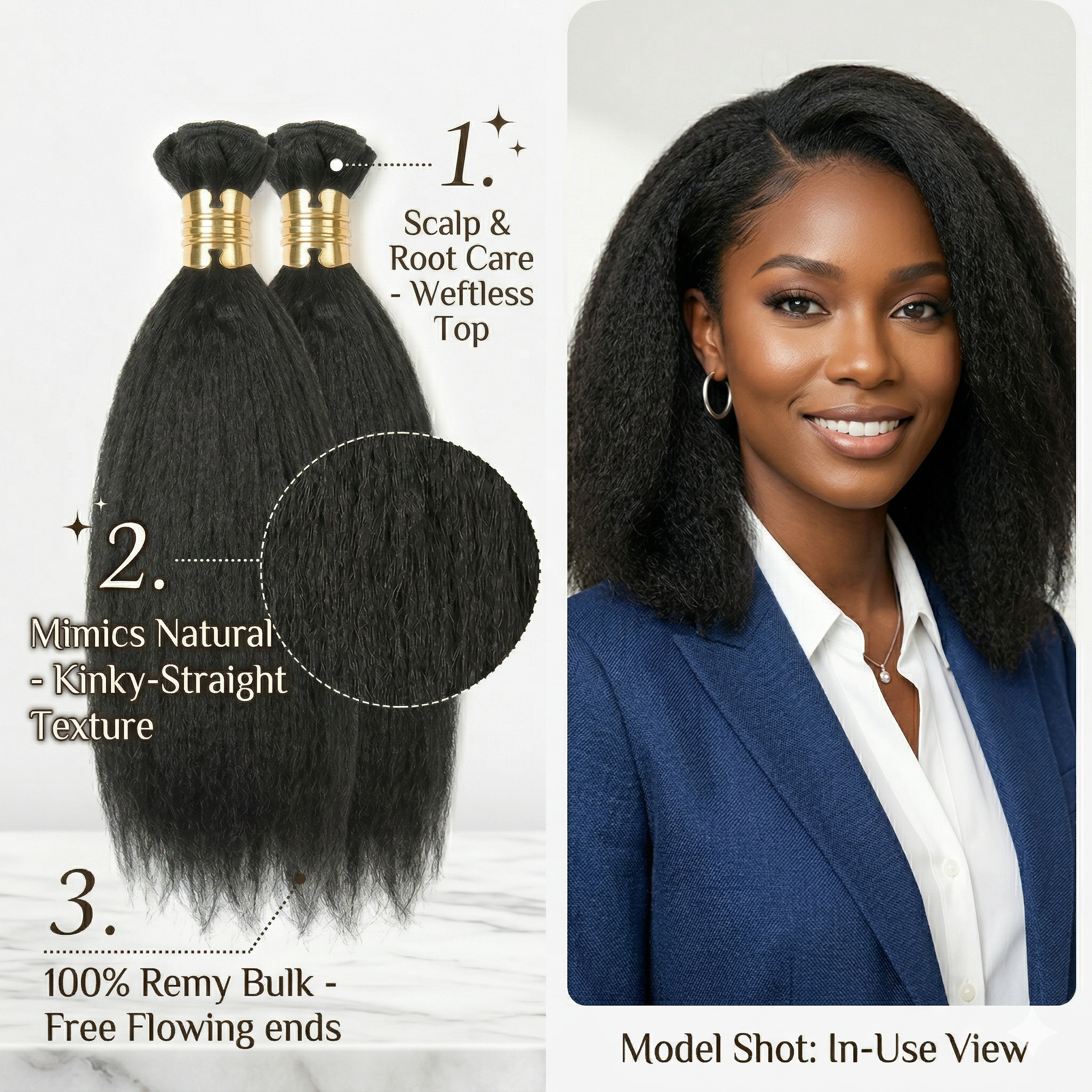 Yaki Bulk Hair 100% Human Hair, Weftless, Quick Weave, sew in, braiding hair, no weft