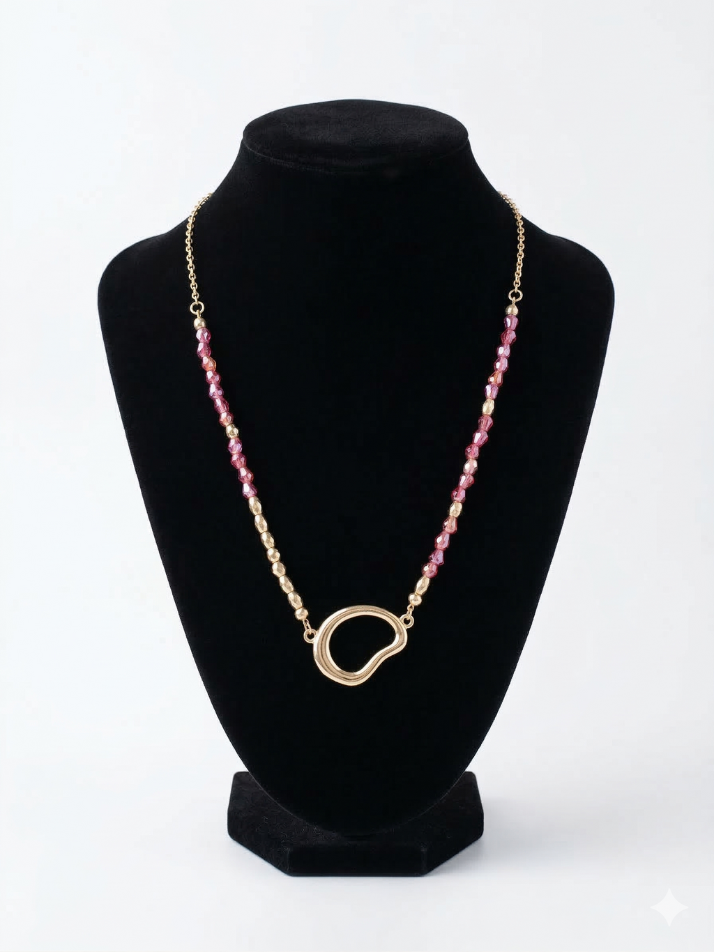 Pomina Beaded Necklace with asymmetrical shaped Pendant