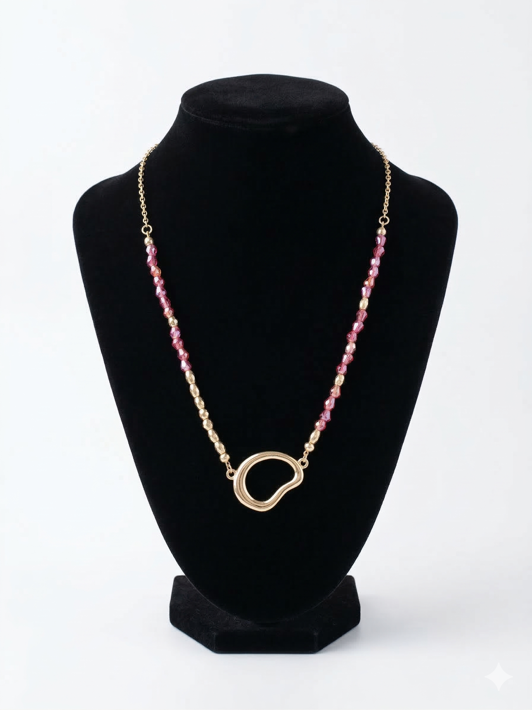 Pomina Beaded Necklace with asymmetrical shaped Pendant