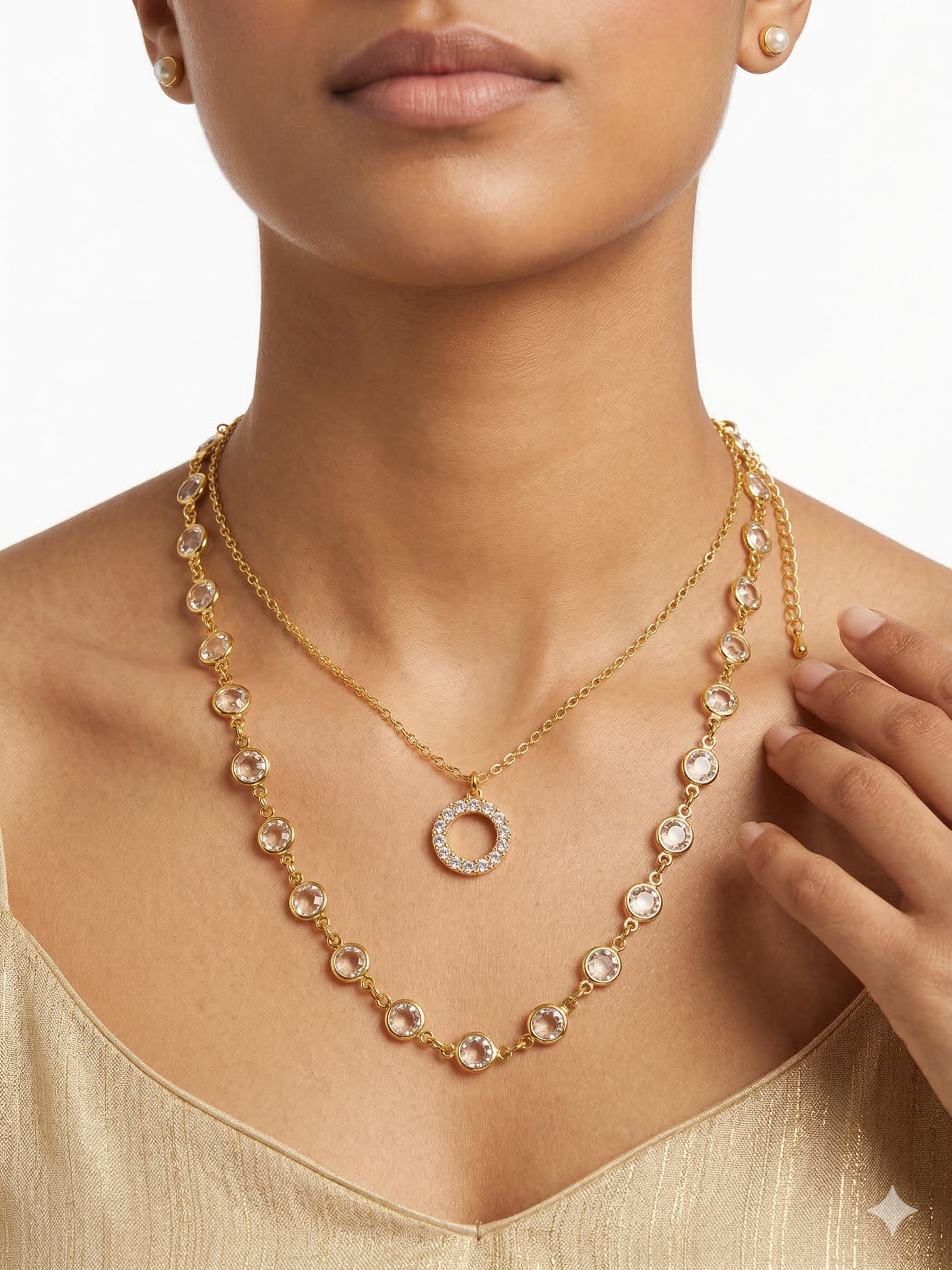 Pomina 2 Piece (15/16") Necklace with Round Pendant