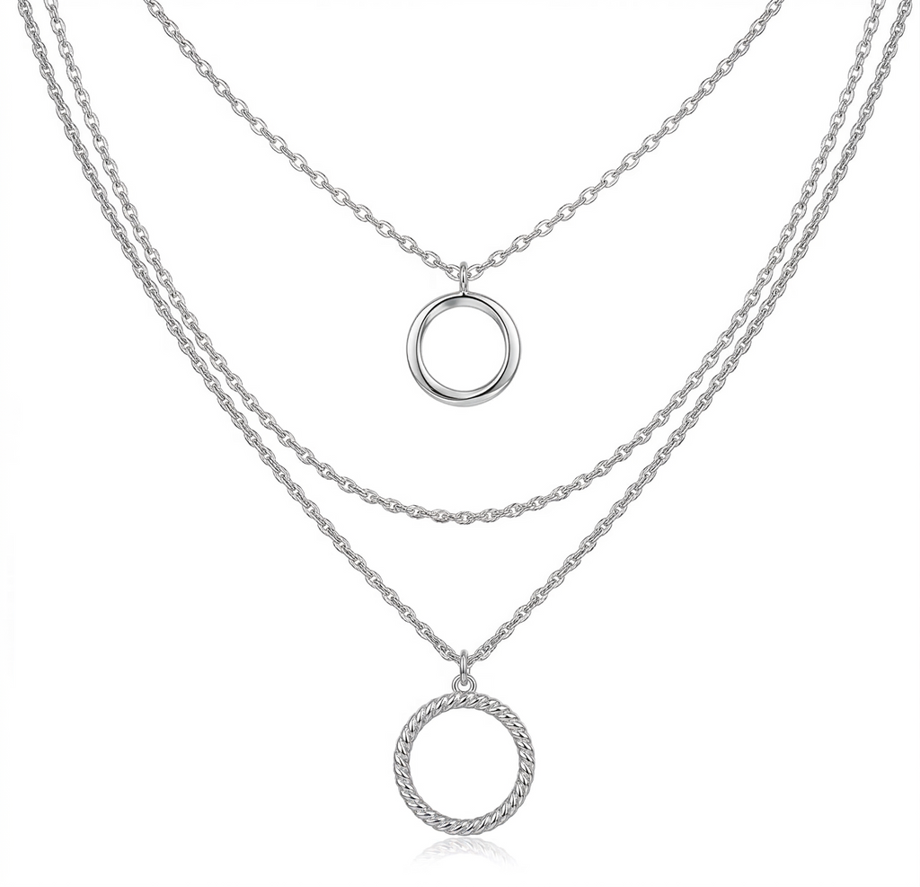 3 Pcs Pomina Long Chain with Round Pendants