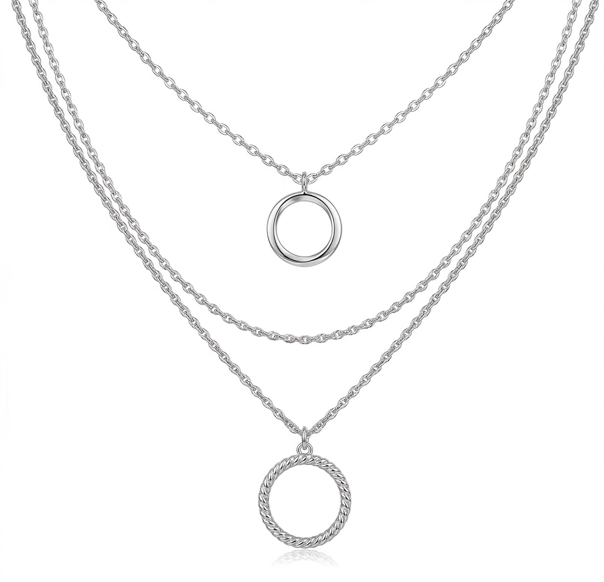 3 Pcs Pomina Long Chain with Round Pendants