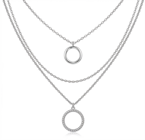 3 Pcs Pomina Long Chain with Round Pendants