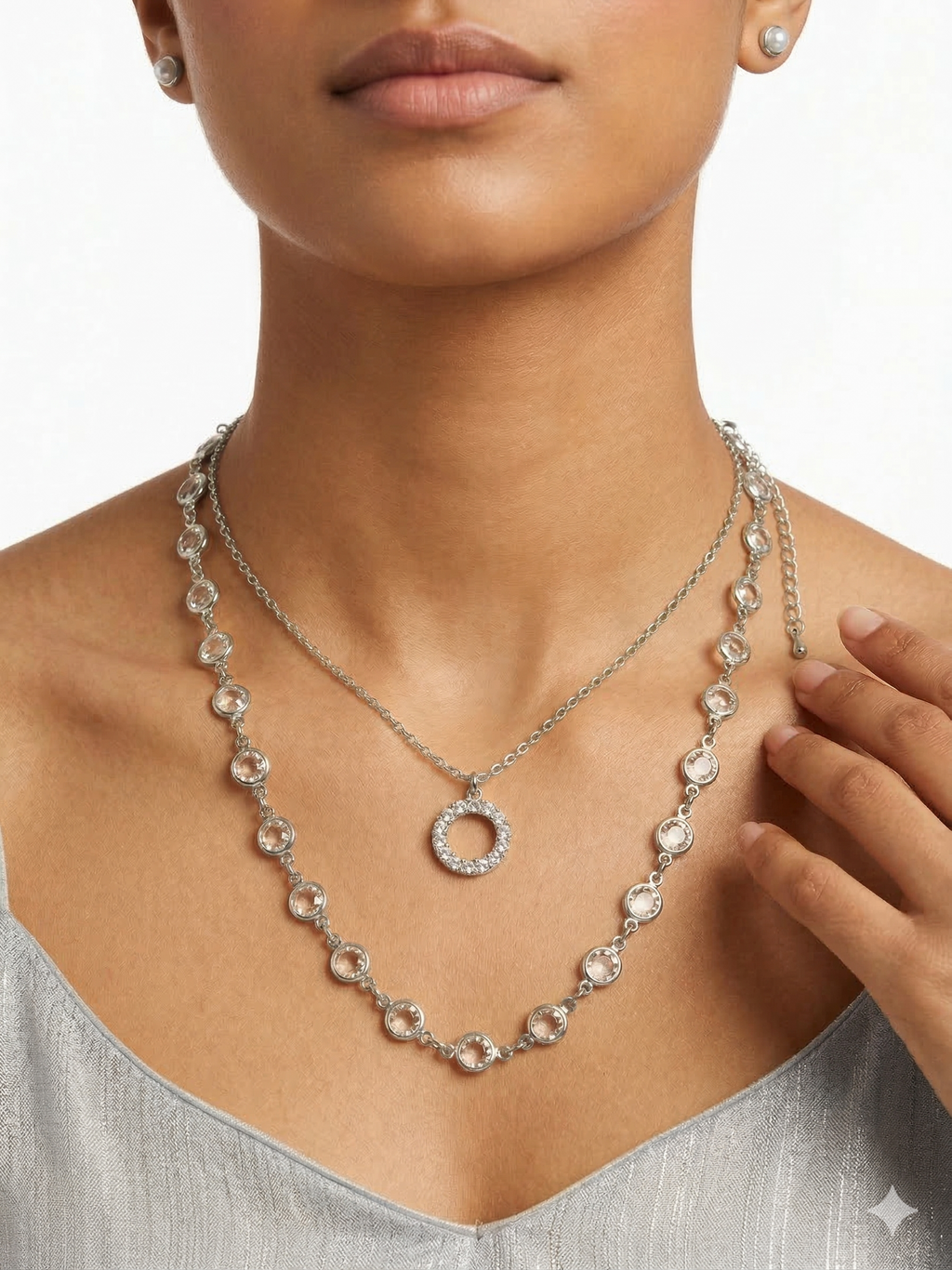 Pomina 2 Piece (15/16") Necklace with Round Pendant