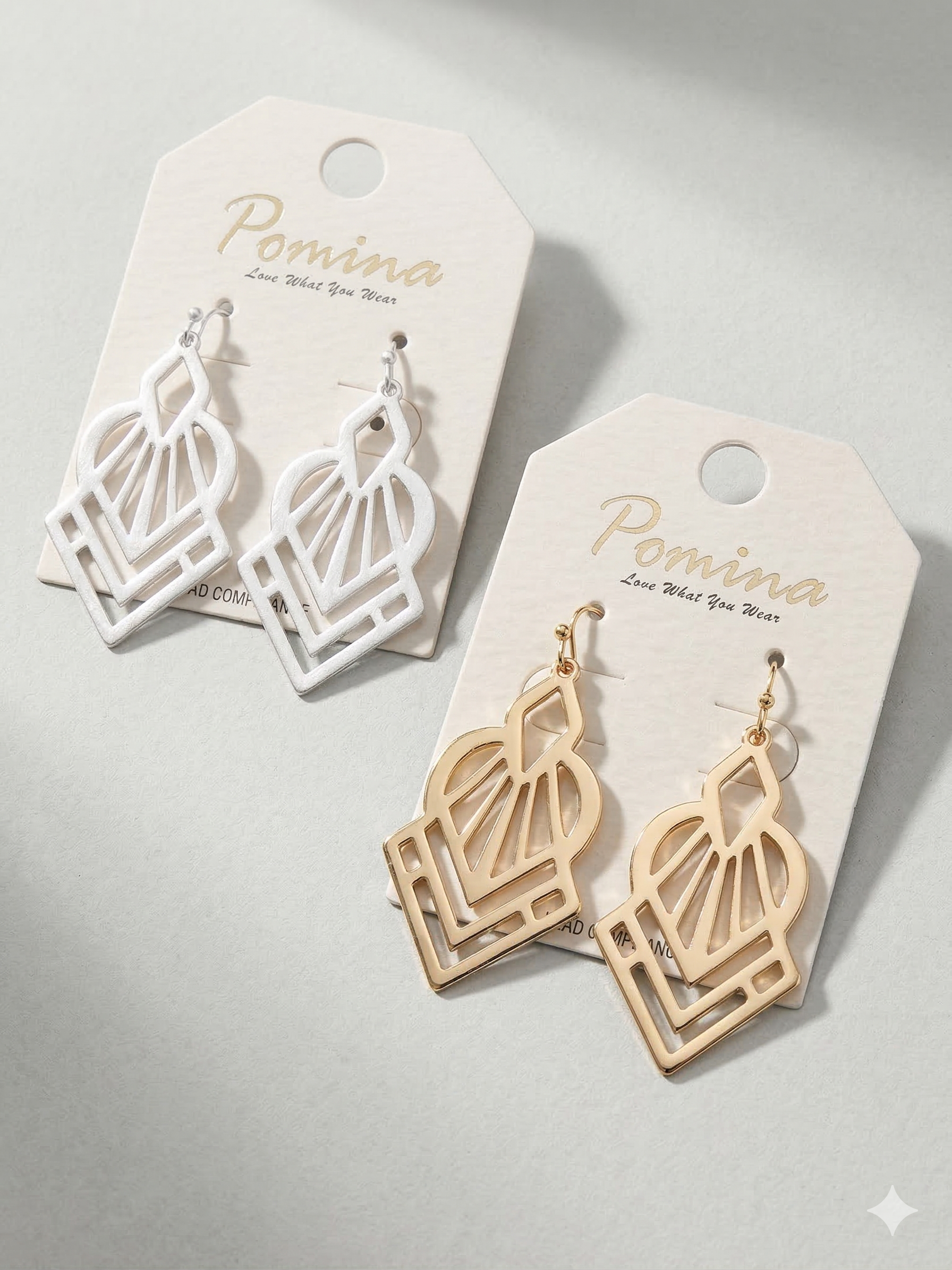 Pomina Artist Drop Earrings in silver or gold