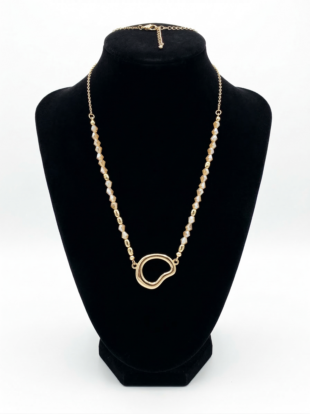 Pomina Beaded Necklace with asymmetrical shaped Pendant
