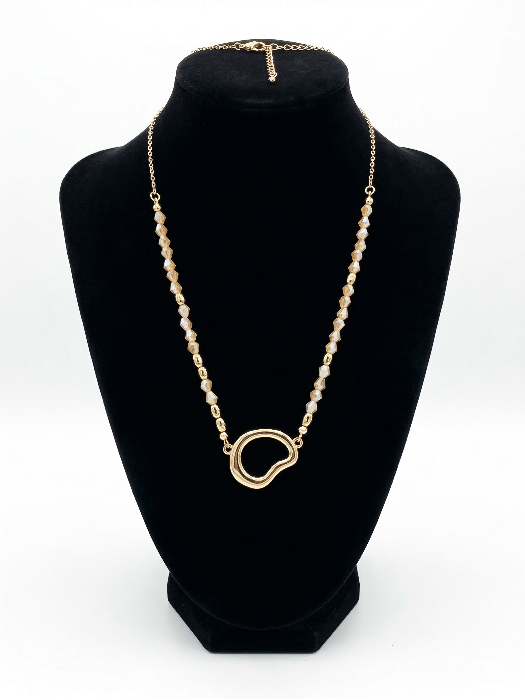 Pomina Beaded Necklace with asymmetrical shaped Pendant